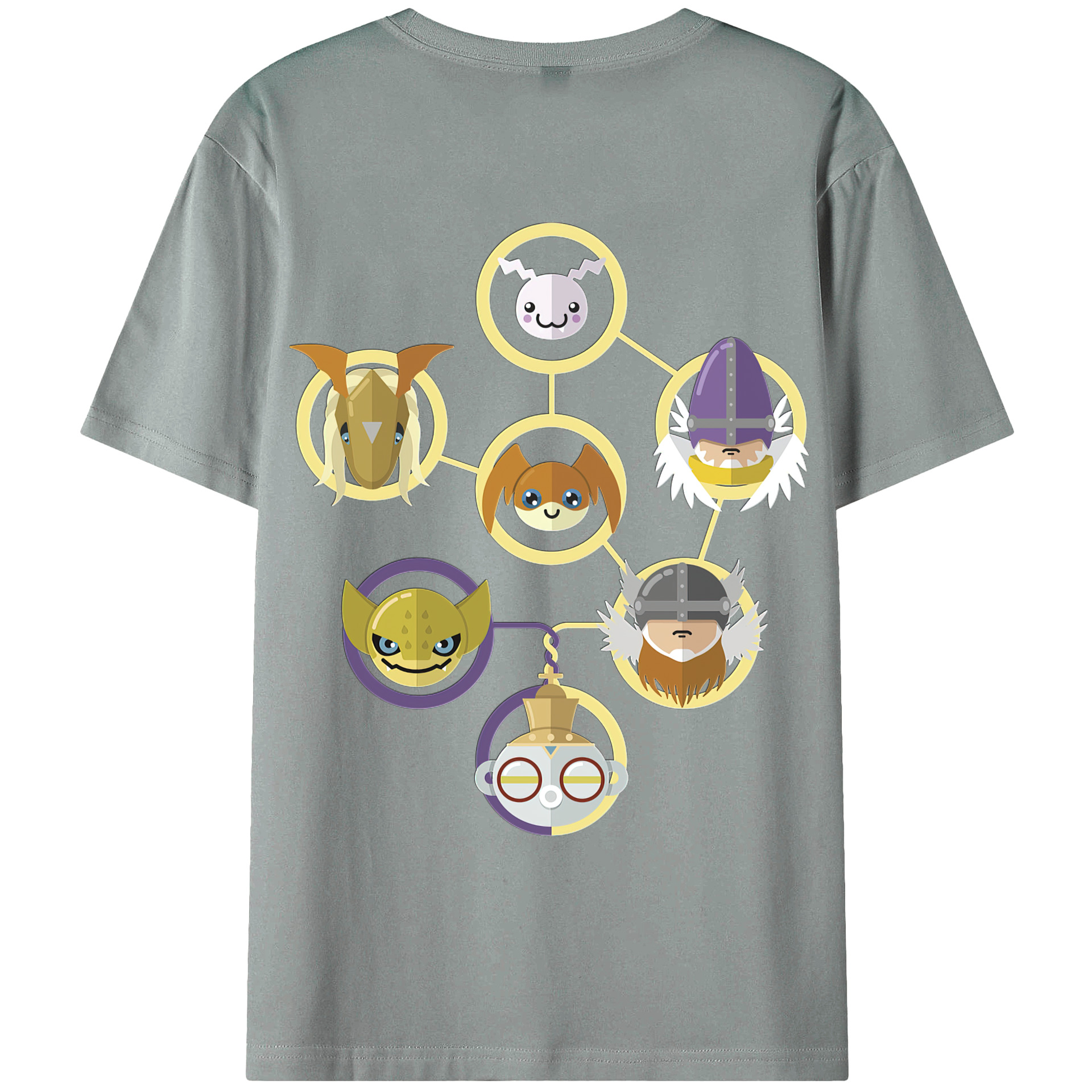 （画像用） Digimon デジタルモンスター/デジモン 綿100％ メンズ半袖Tシャツ（バックプリント） 通気性